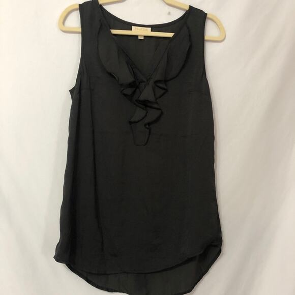 ModCloth Black Sleeveless Ruffled Flowy Blouse Womens M Whimsigoth Witchy Top - Picture 1 of 6